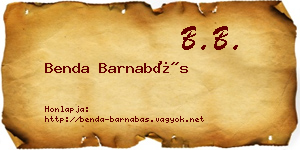 Benda Barnabás névjegykártya