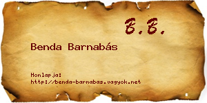 Benda Barnabás névjegykártya
